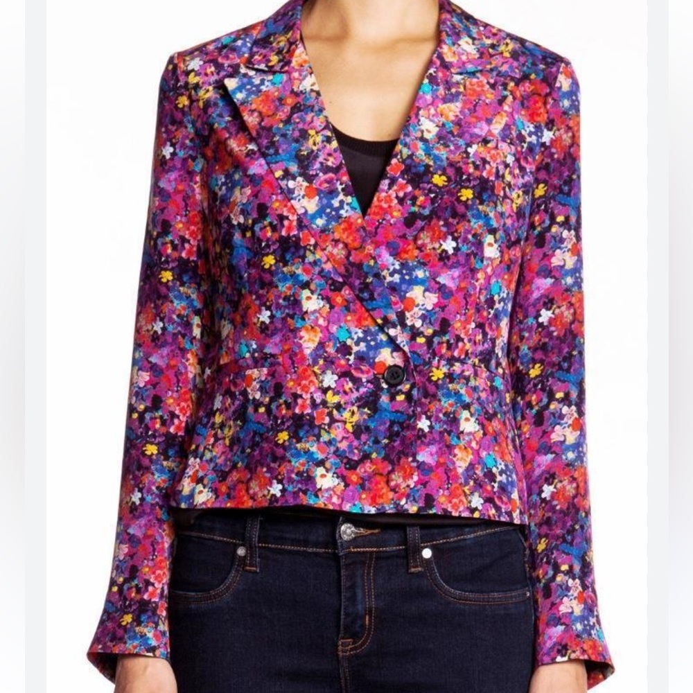 Joie Barberry B blazer jacket floral silk sapphire‎ Medium